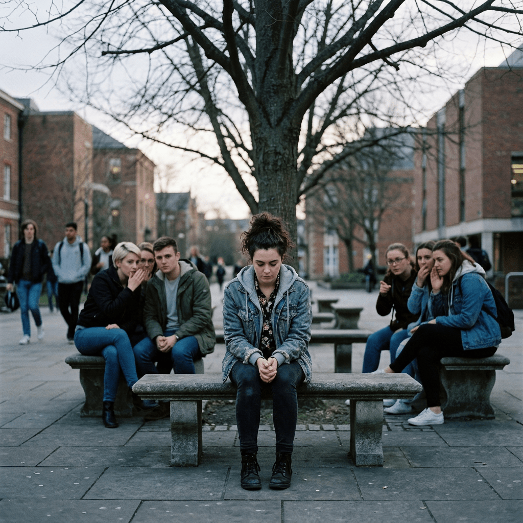 Woman isolated while others judge her